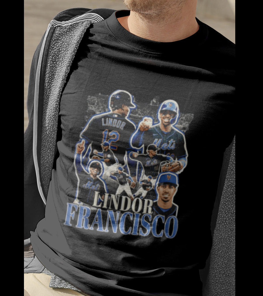 New York Mets Francisco Lindor Baseball Collage Multiple Poses T-Shirt