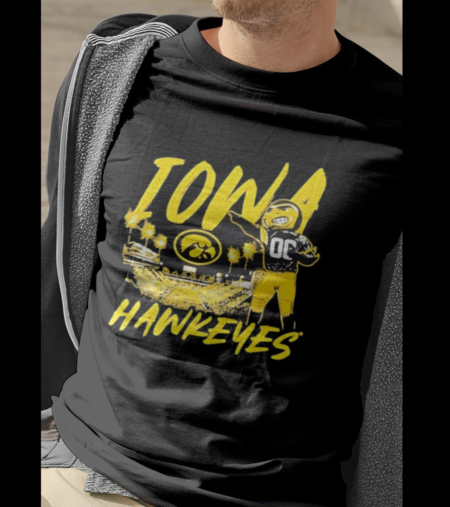 Iowa Hawkeyes 00 Mascot With Football Stadium T-Shirt