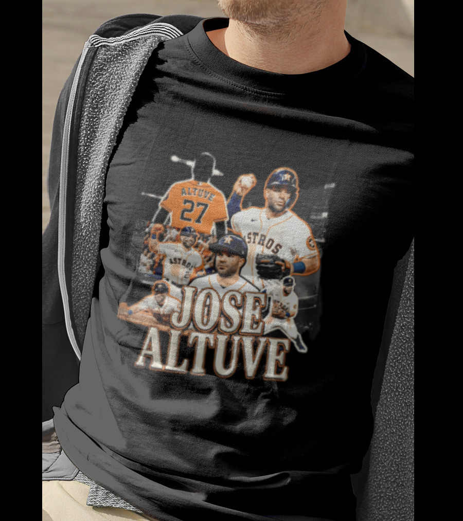 Houston Astros Jose Altuve 27 Collage Baseball Player T-Shirt