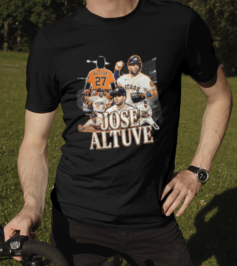 Houston Astros Jose Altuve 27 Collage Baseball Player T-Shirt