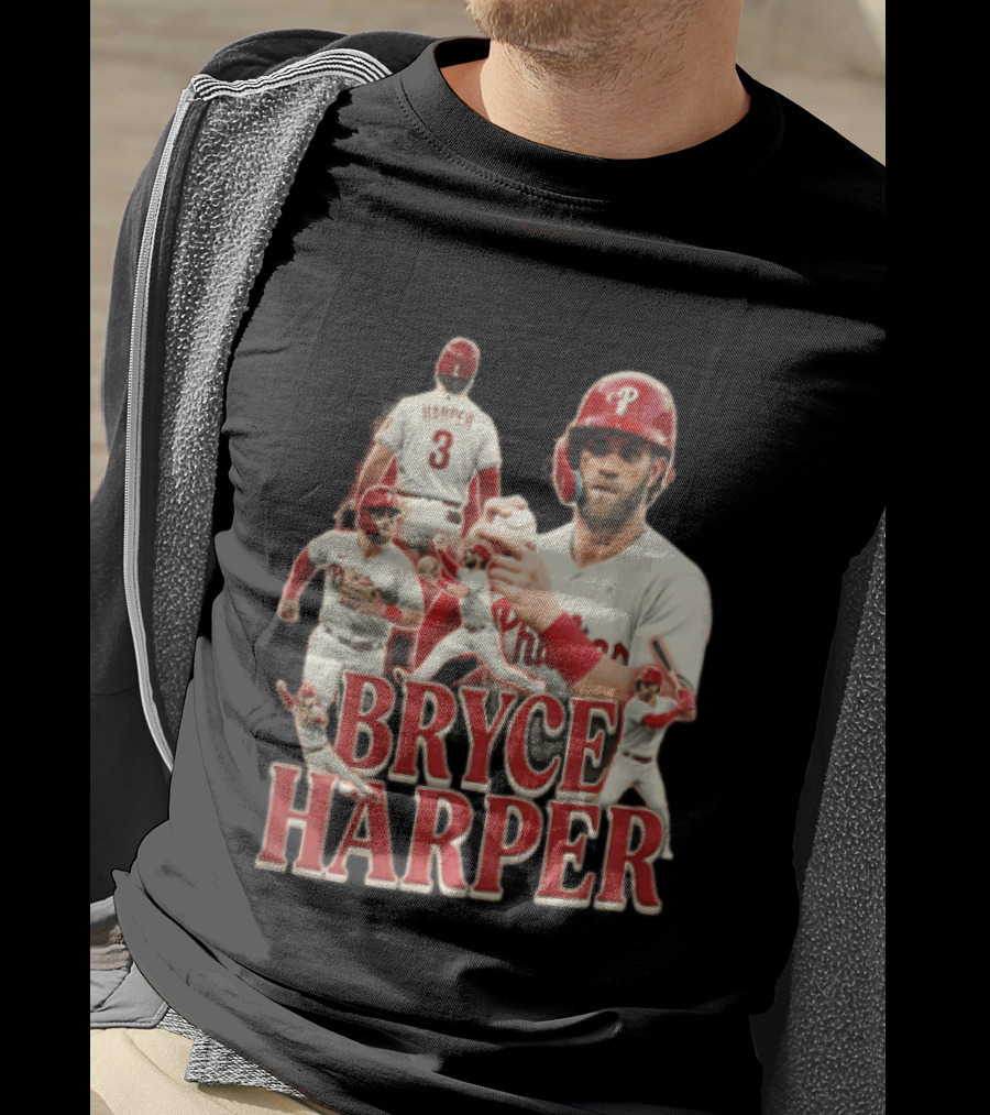 Philadelphia Phillies Bryce Harper Baseball Poses Vintage Look T-Shirt