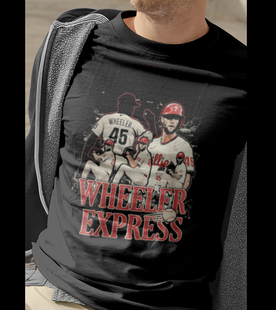 Philadelphia Phillies Wheeler Express 45 Pitching Baseball Collage T-Shirt