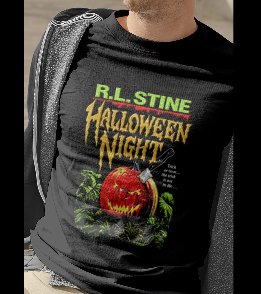 R L Stine Halloween Night Pumpkin Knife Trick Or Treat T-Shirt