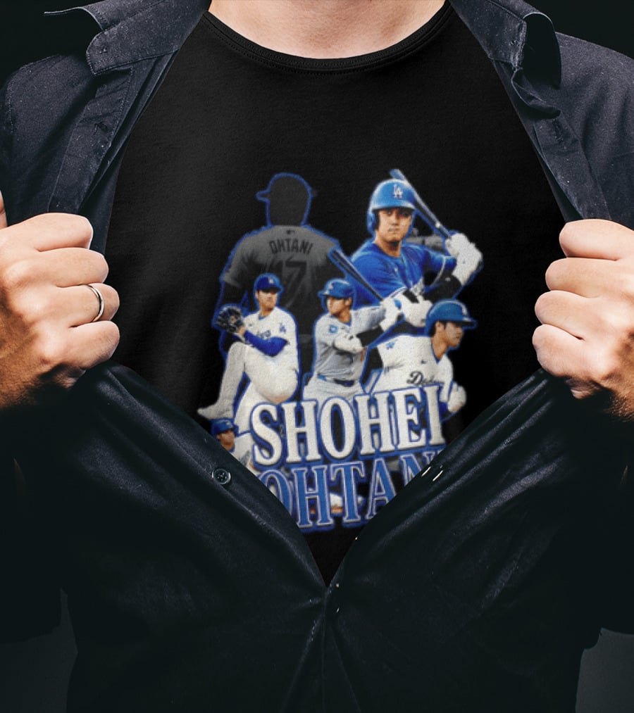 Los Angeles Dodgers Shohei Ohtani Baseball Player Collage T-Shirt