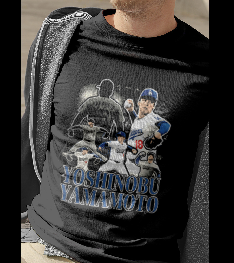 Yoshinobu Yamamoto Los Angeles Dodgers Pitcher Action Poses T-Shirt