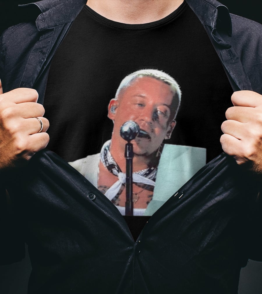 Macklemore White Bandana Performance Look Rapper T-Shirt
