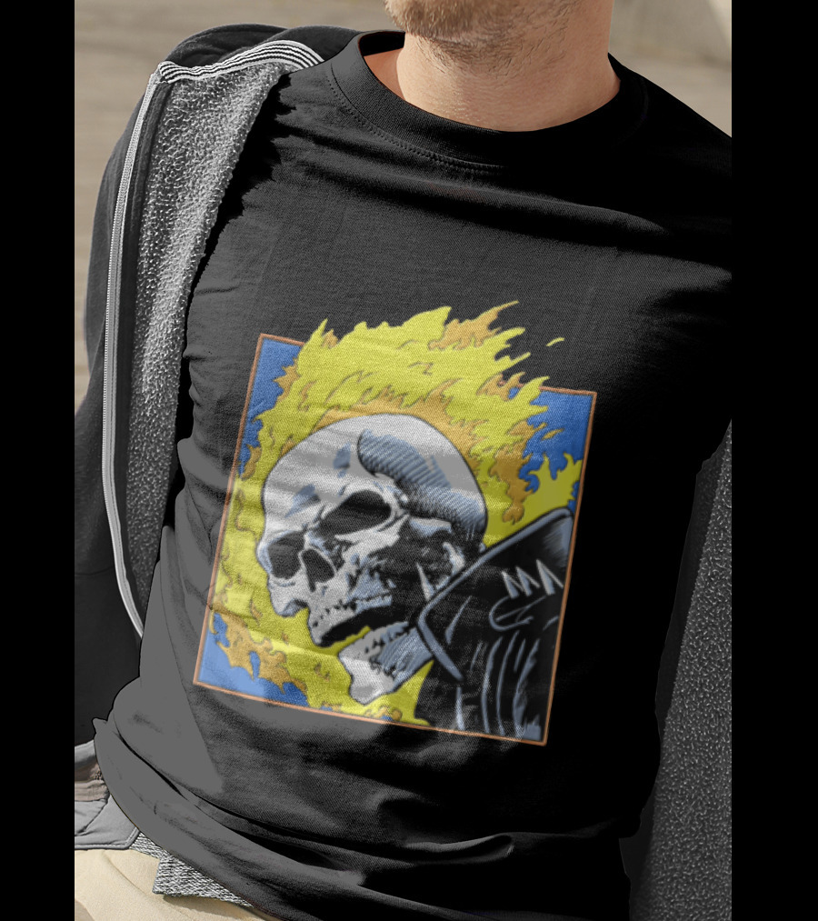 Marvel Ghost Rider Flaming Skull 1976 Comic Cover T-Shirt