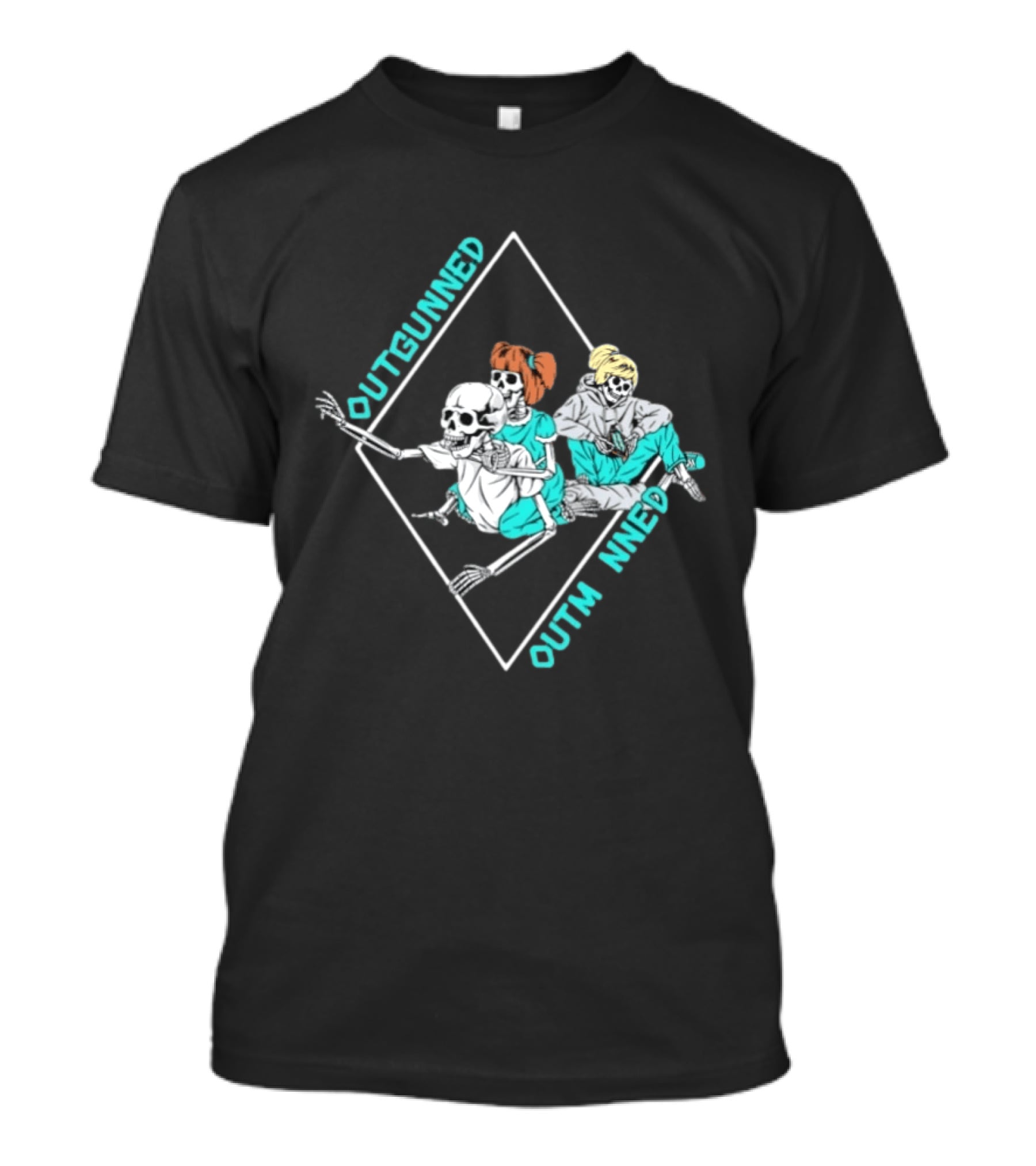 Outgunned Outmanned Skeleton Trio Casual T-Shirt