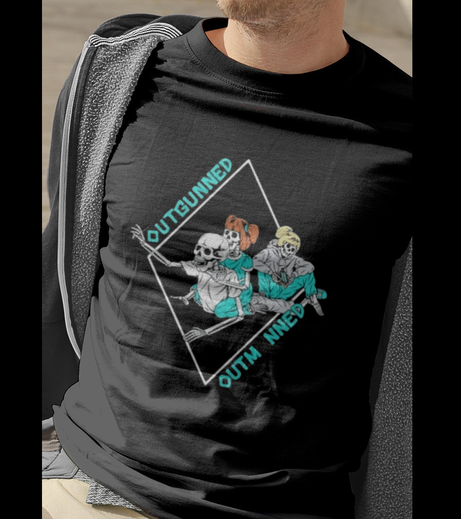 Outgunned Outmanned Skeleton Trio Casual T-Shirt