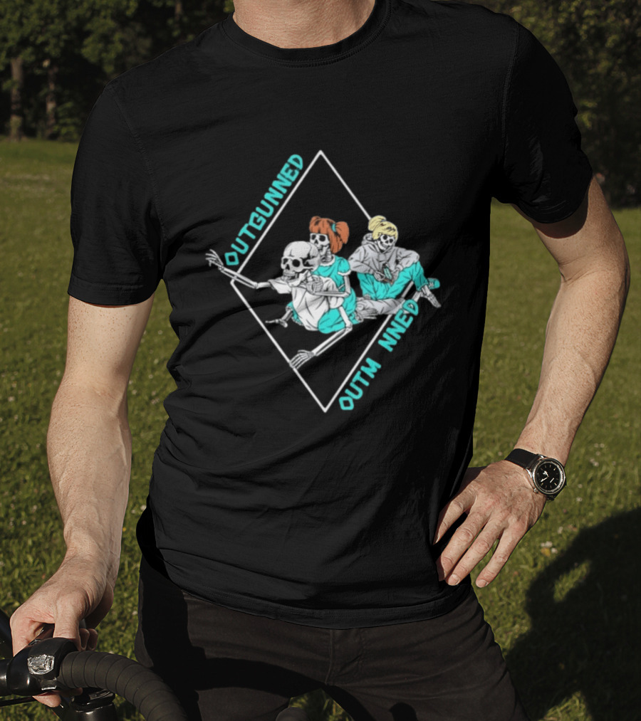 Outgunned Outmanned Skeleton Trio Casual T-Shirt