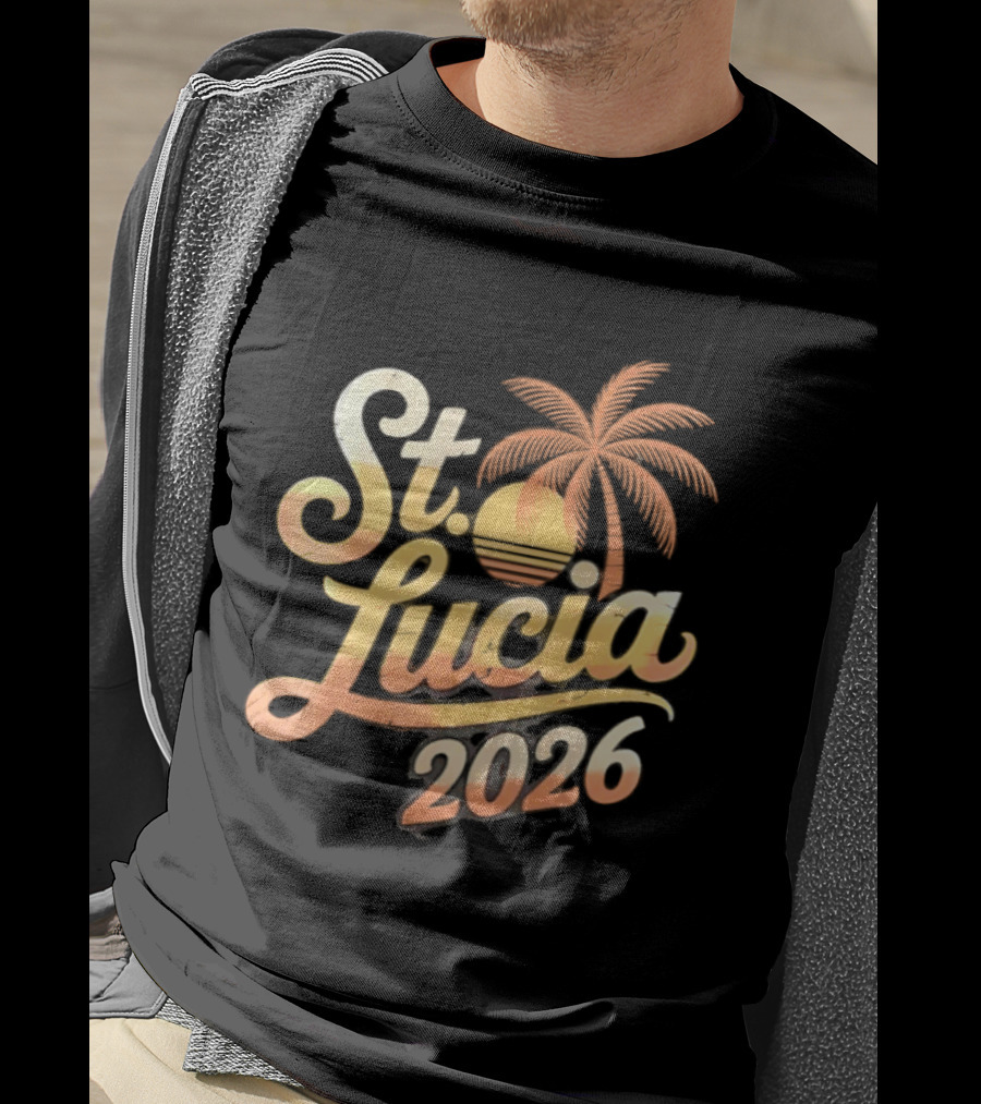 St. Lucia 2026 Palm Tree And Sunset T-Shirt