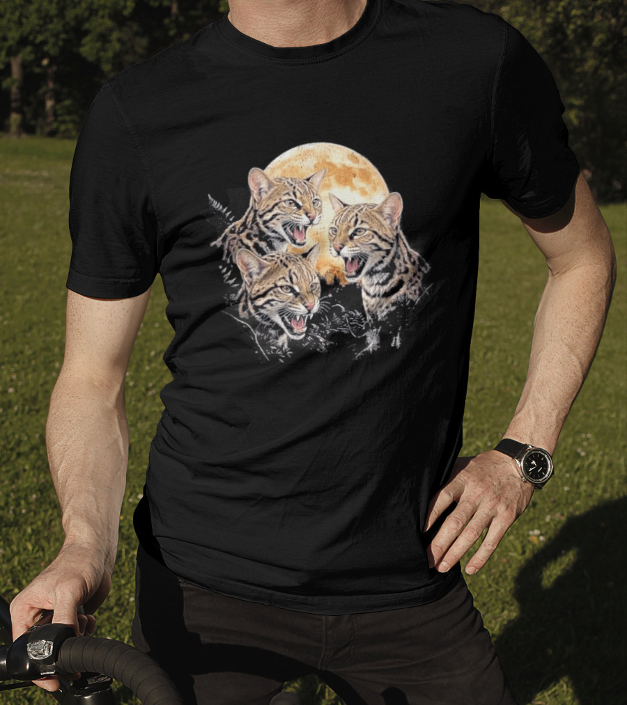 Three Tilcayo Bolivia Cloud Forest Wildcats Full Moon Roaring Trio T-Shirt