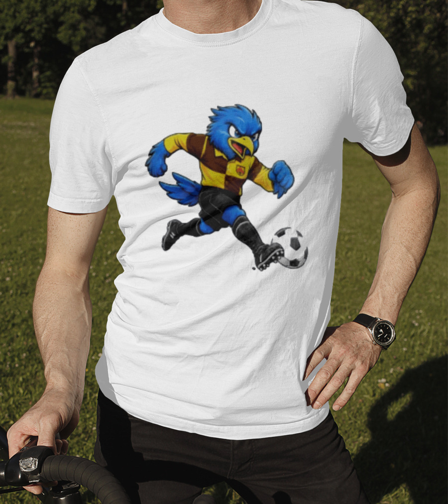 Cardiff Riverside Football Bluebird Mascot Soccer Player T-Shirt