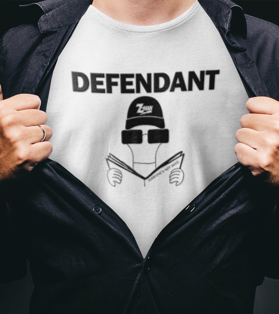 Defendant Everyone's Not Good Figure Hat Sunglasses Reading T-Shirt