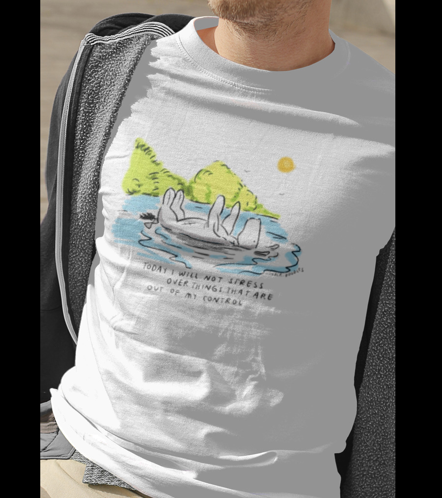 Eeyore Floating Relaxed With Sun Today I Will Not Stress Over Things That Are Out Of My Control T-Shirt