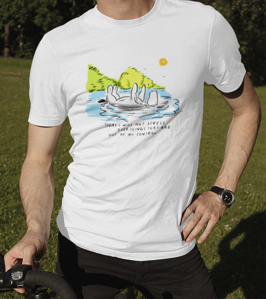 Eeyore Floating Relaxed With Sun Today I Will Not Stress Over Things That Are Out Of My Control T-Shirt