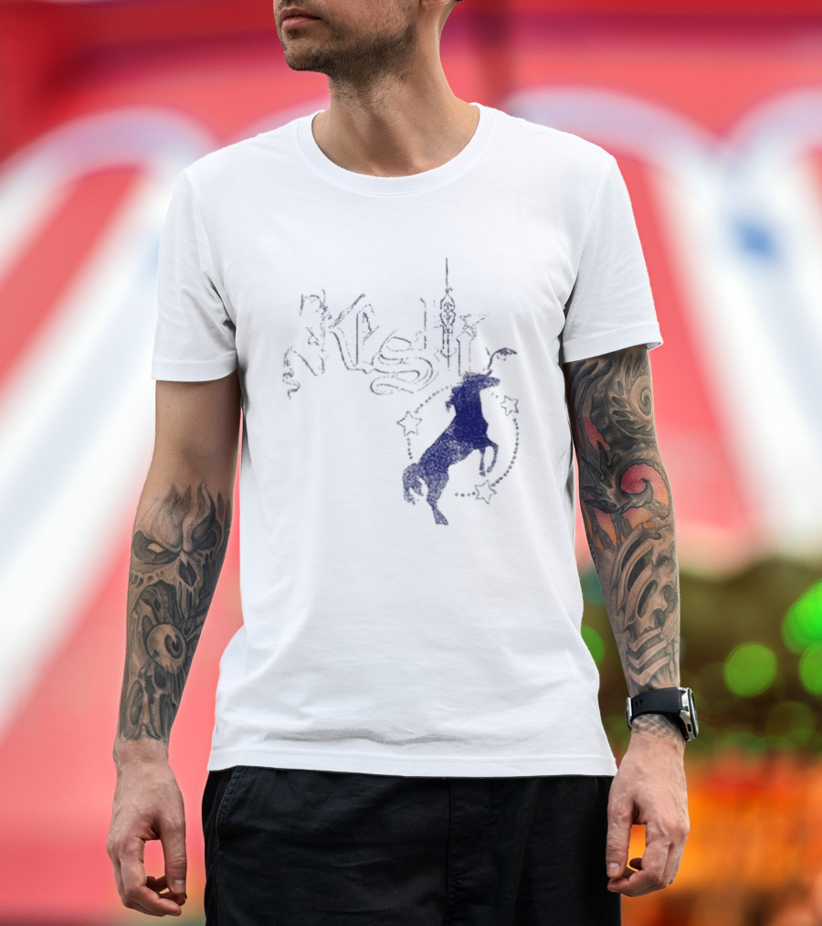 Keshi Stallion Star Circle Horse Blue T-Shirt