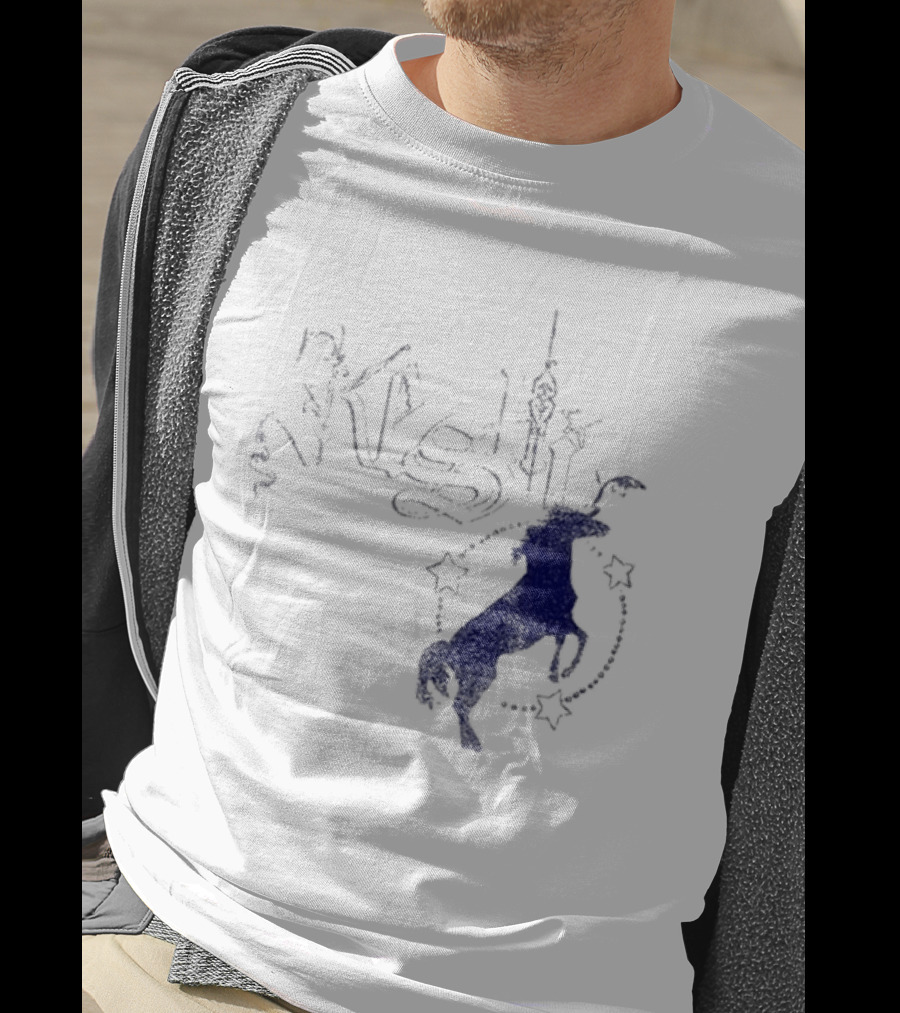 Keshi Stallion Star Circle Horse Blue T-Shirt