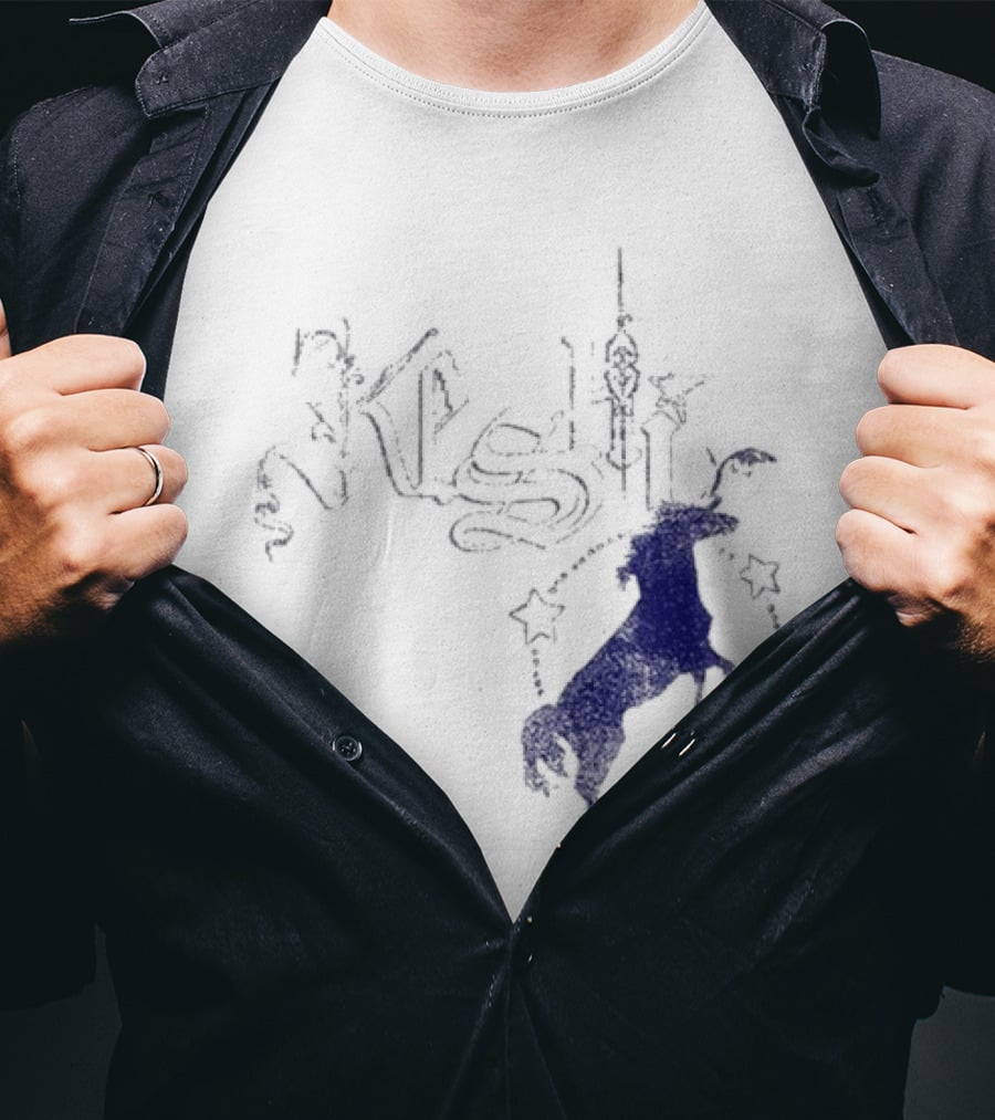 Keshi Stallion Star Circle Horse Blue T-Shirt