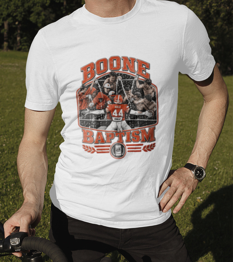 Boone Baptism Kolb Douglas Football Players Spraying Beer Celebration T-Shirt