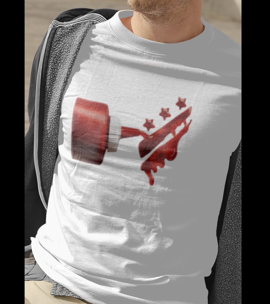 Red Squeeze Bottle Pouring Ketchup With Stars T-Shirt