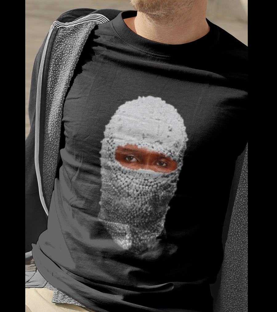 African Boy Store AFB Pearl Mask Eyes Peering Through Beaded T-Shirt
