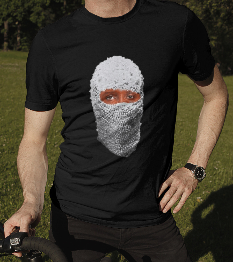 African Boy Store AFB Pearl Mask Eyes Peering Through Beaded T-Shirt