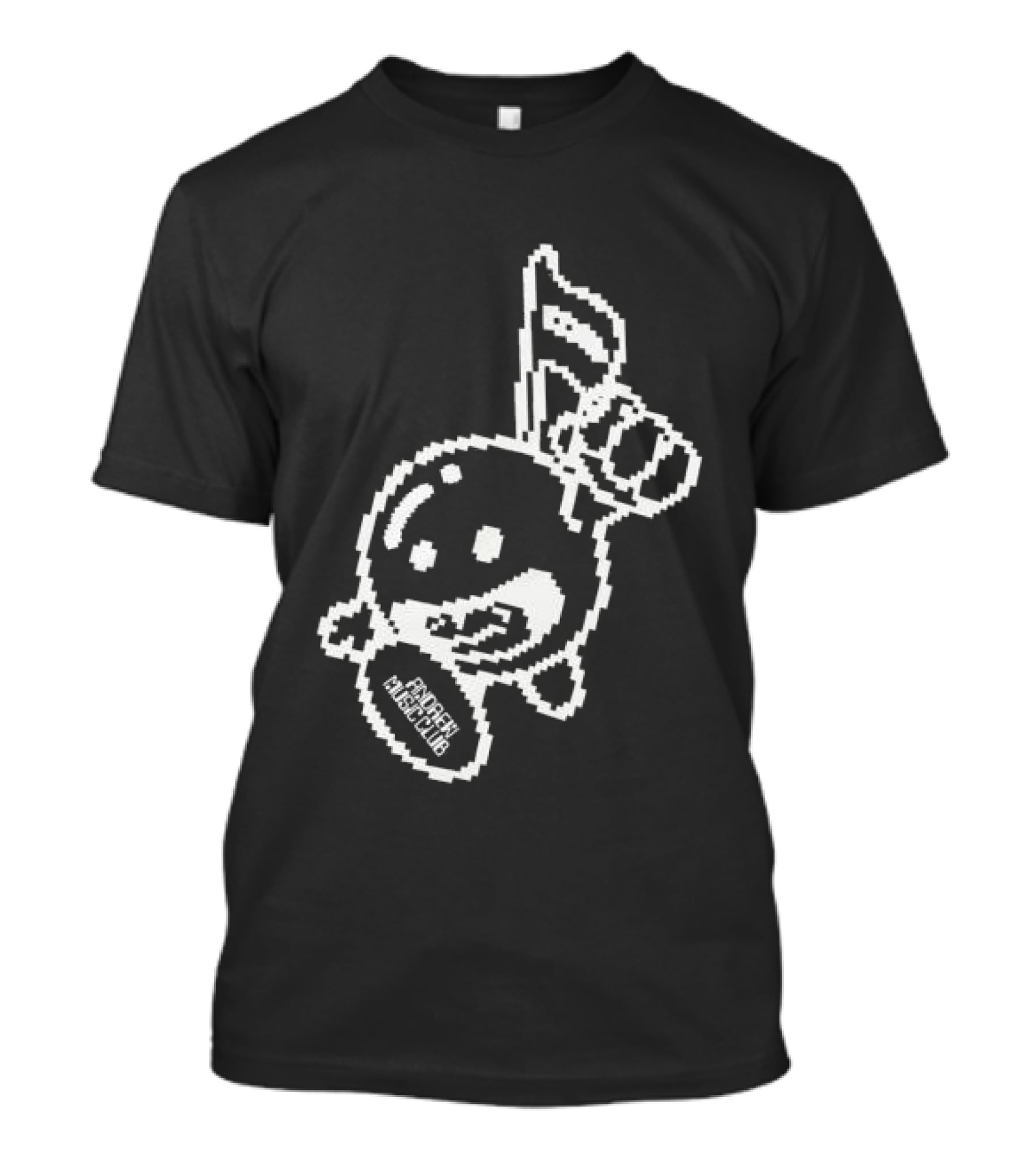 Andrew Miami Store Amc Black Pixel Art Character Holding Flag T-Shirt