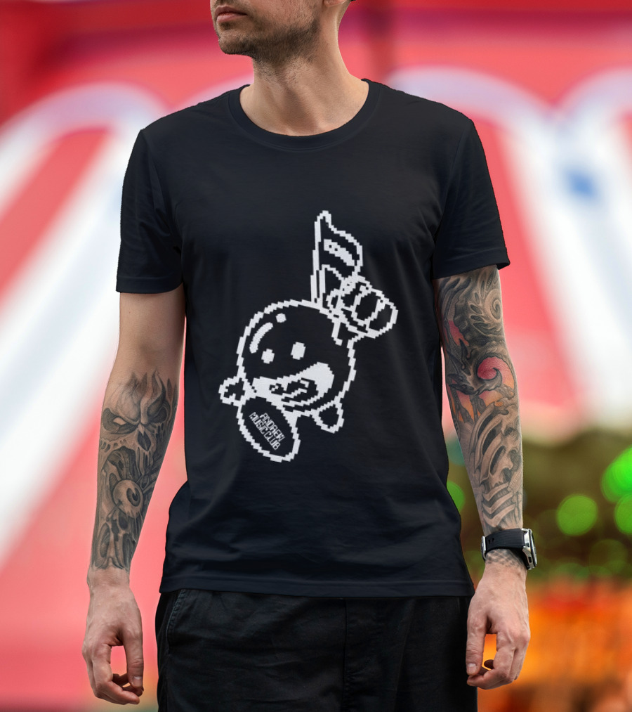Andrew Miami Store Amc Black Pixel Art Character Holding Flag T-Shirt