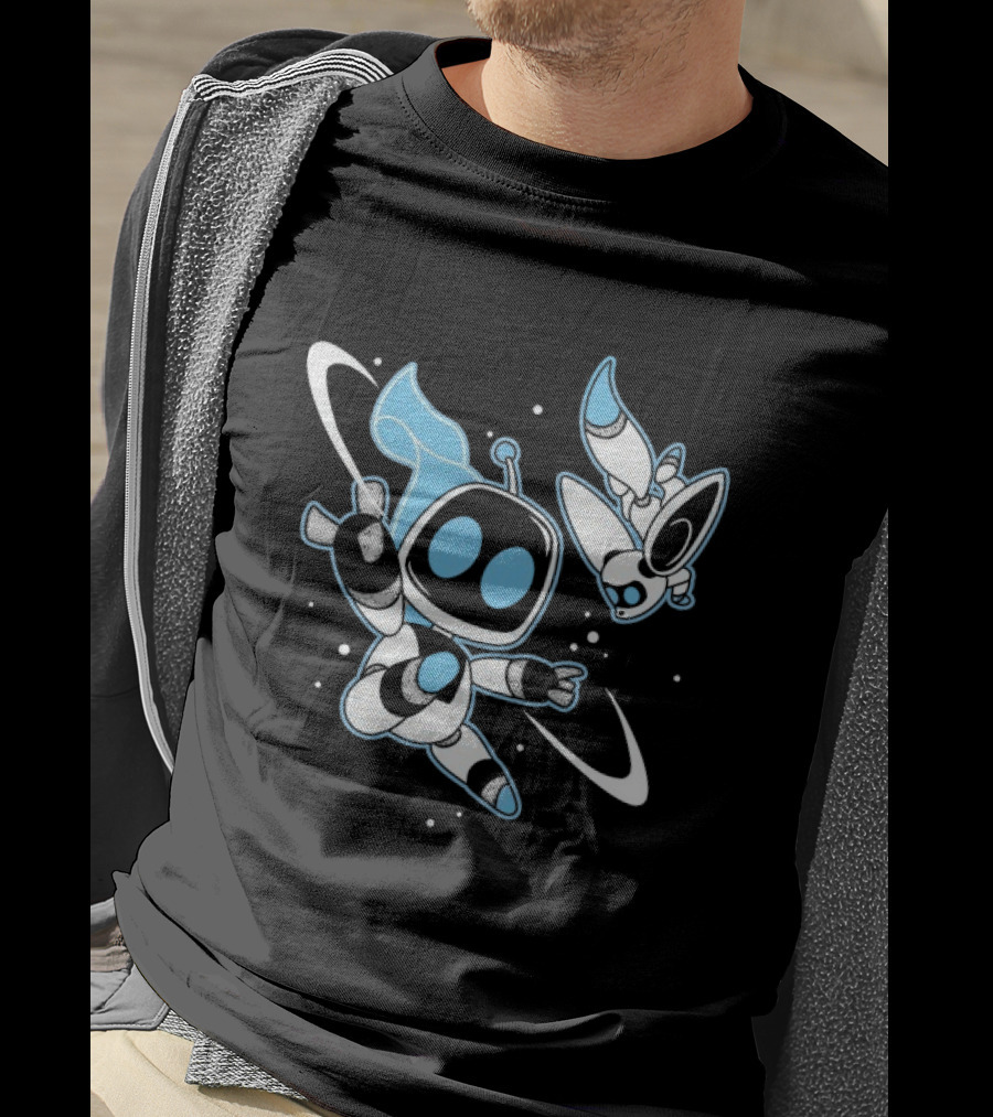 Astro Bot Bots In Space Adventure With Robots Floating In Space T-Shirt