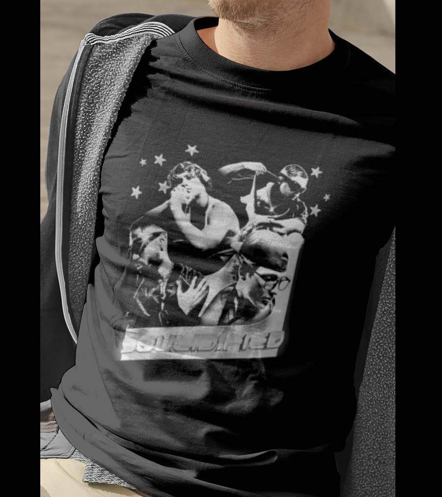 Four Men Stars Solidified Black White T-Shirt