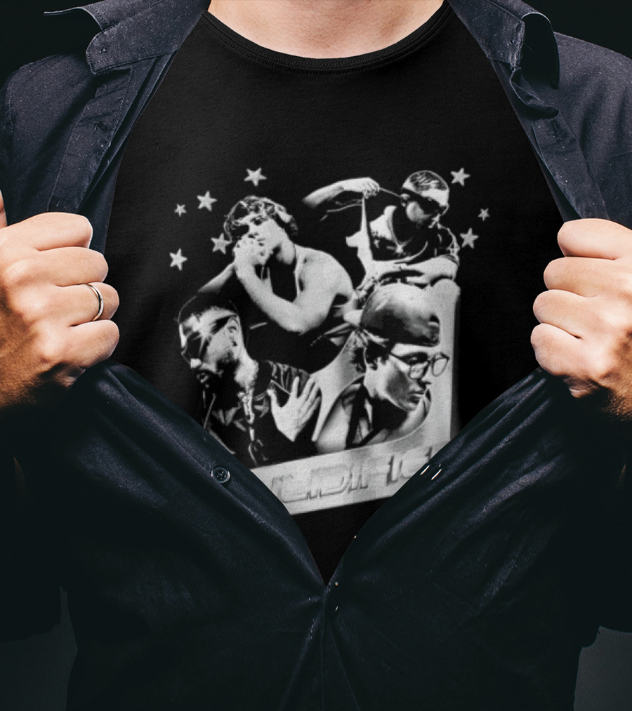 Four Men Stars Solidified Black White T-Shirt