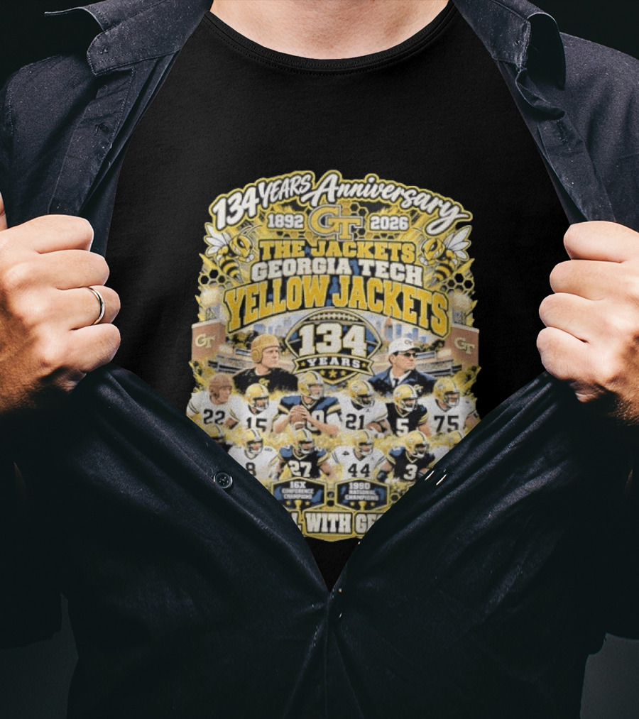 Georgia Tech Yellow Jackets 134 Years Anniversary 1892 2026 To Hell With Georgia Football Champions T-Shirt