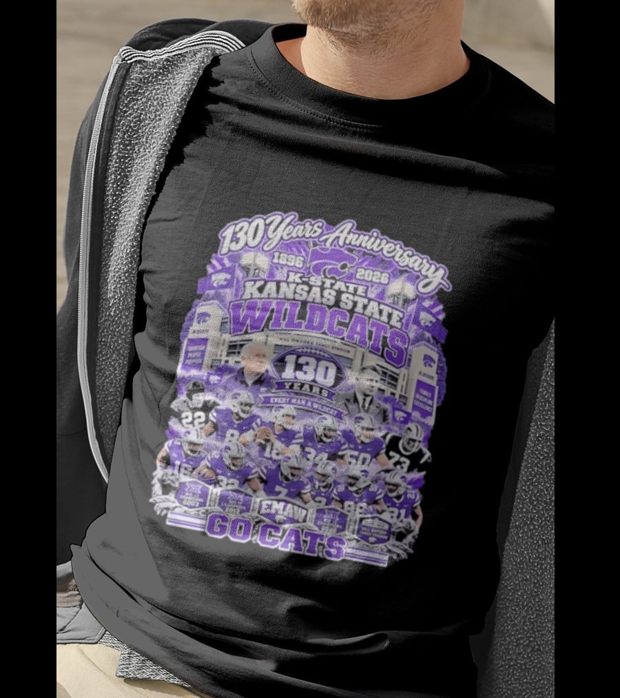 Kansas State Wildcats 130 Years Anniversary Every Man A Wildcat Bill Snyder Family Stadium Go Cats T-Shirt