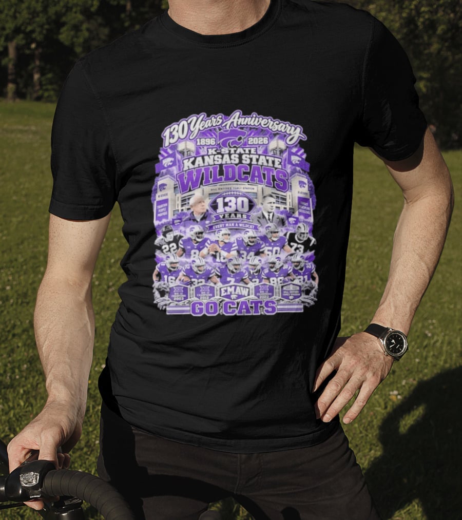 Kansas State Wildcats 130 Years Anniversary Every Man A Wildcat Bill Snyder Family Stadium Go Cats T-Shirt