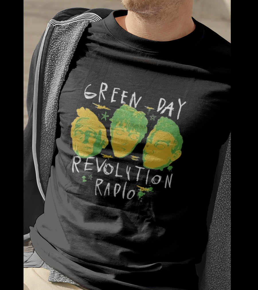 Green Day Revolution Radio Scribble Mask Faces T-Shirt