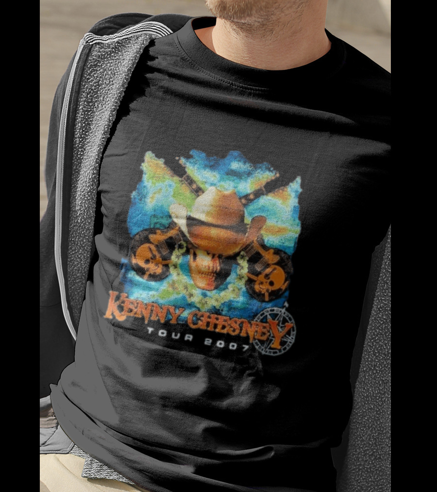 Kenny Chesney Tour 2007 Skull Cowboy Hat Guitar T-Shirt