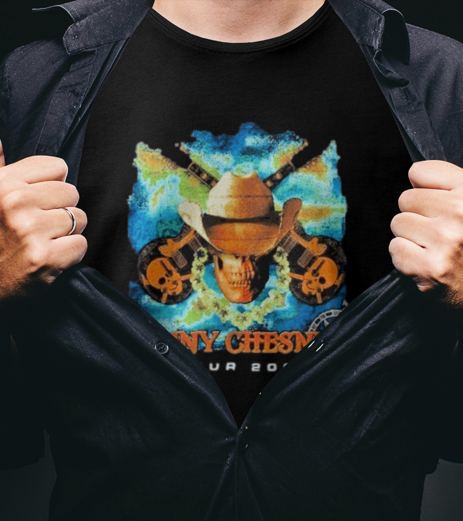 Kenny Chesney Tour 2007 Skull Cowboy Hat Guitar T-Shirt