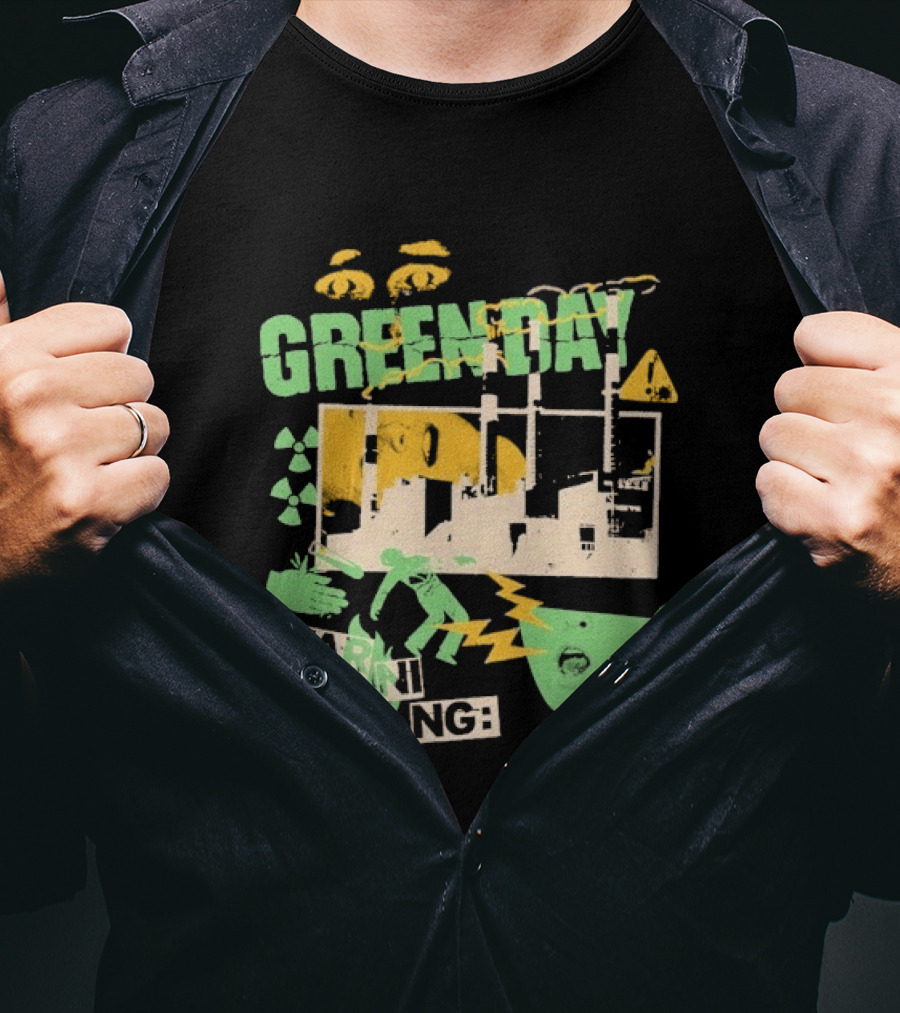 Green Day Warning Power Plant Radiation Hazard T-Shirt