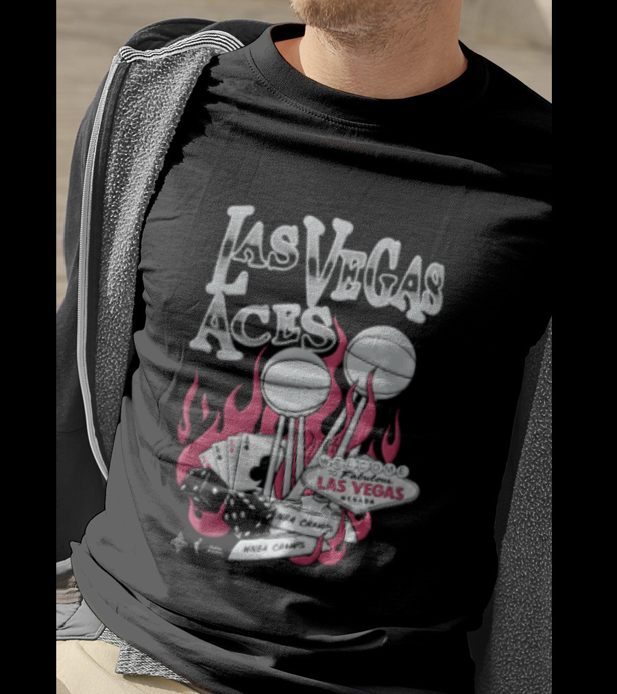 Las Vegas Aces Twice As Hot Dice And Flaming Cards T-Shirt