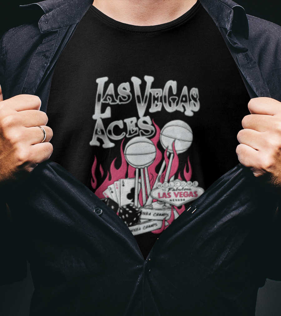 Las Vegas Aces Twice As Hot Dice And Flaming Cards T-Shirt