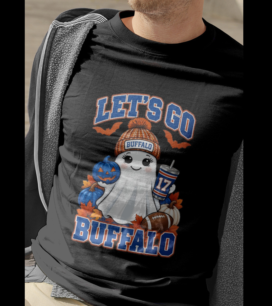 Let's Go Buffalo Halloween Ghost Football Festive Pumpkins 2026 T-Shirt