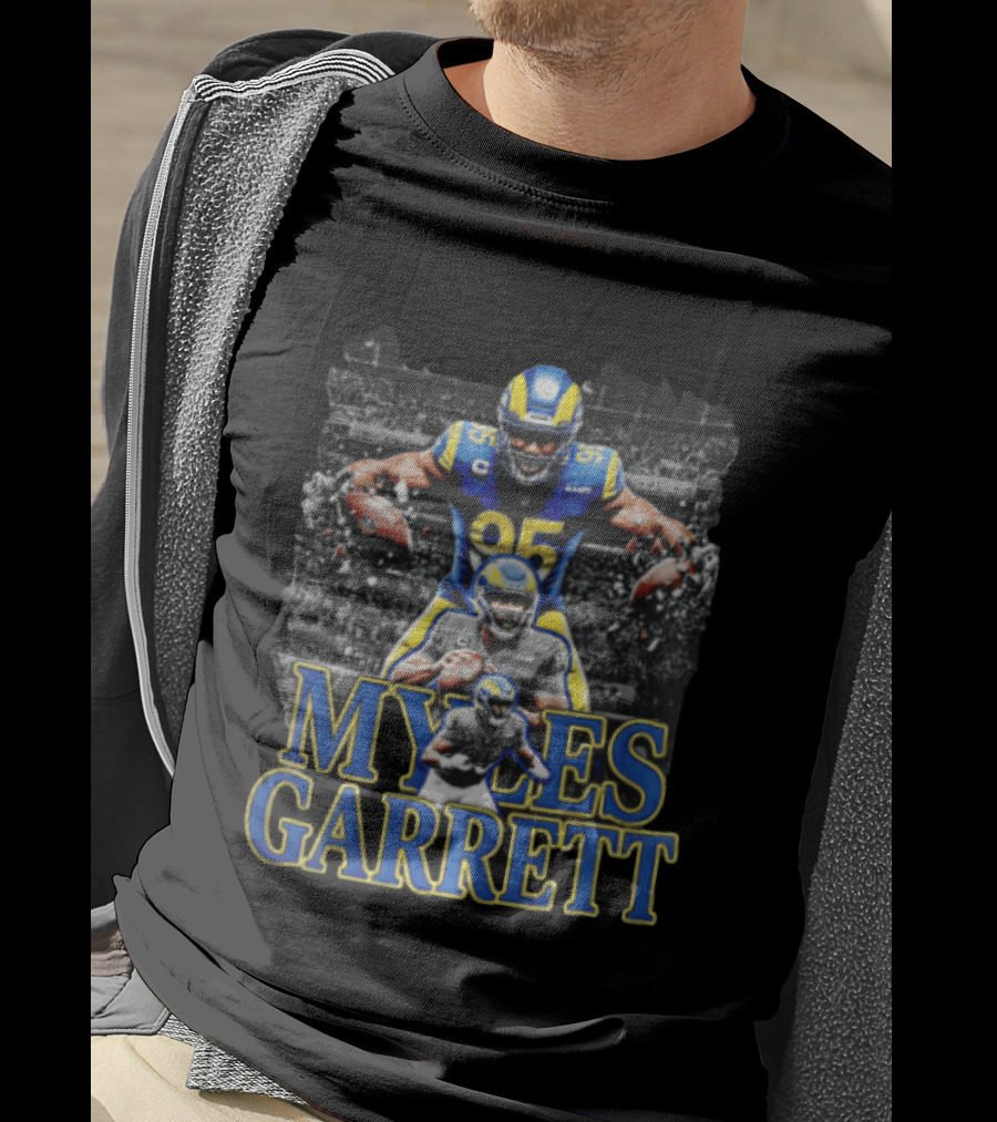 Los Angeles Rams Myles Garrett Football Player Collage Three Poses T-Shirt