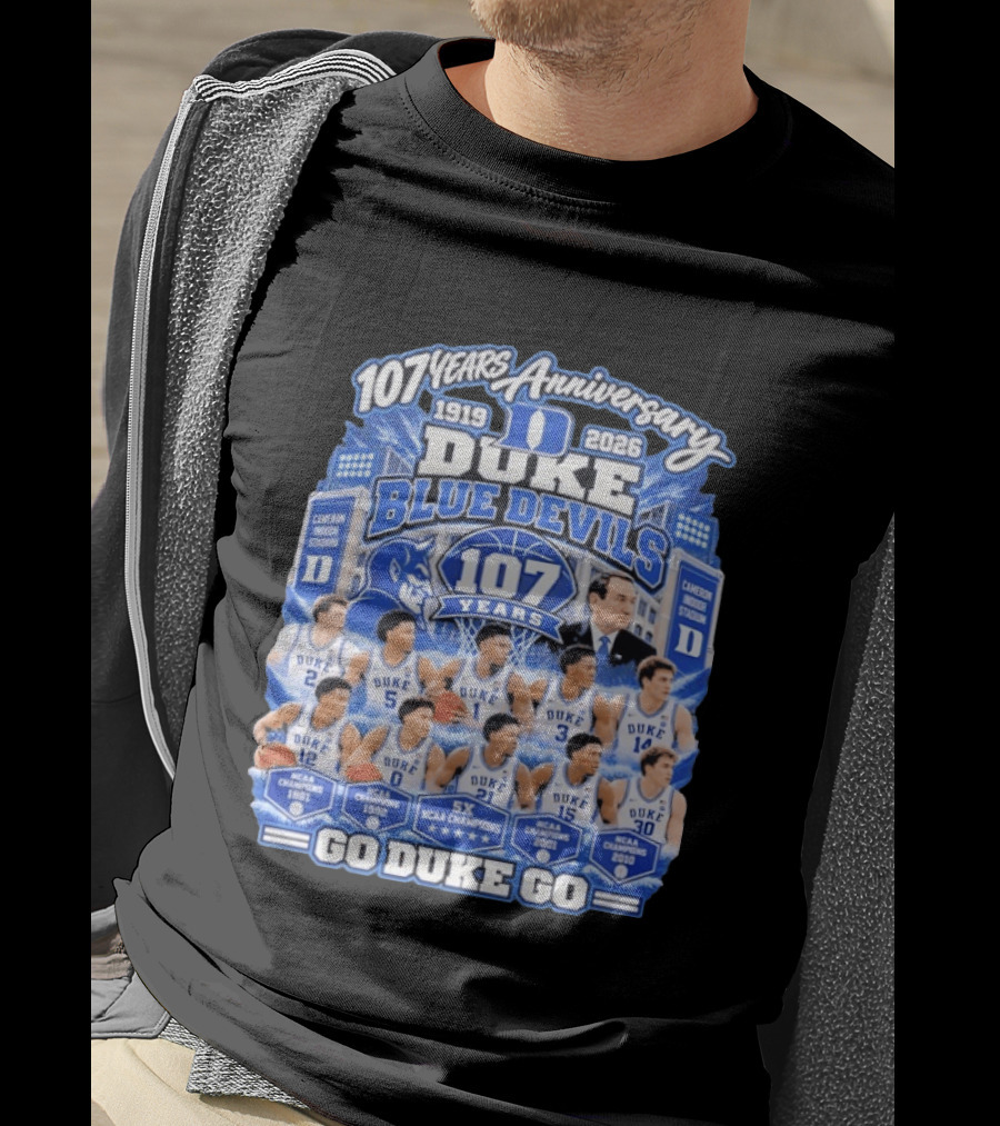 107 Years Anniversary 1919 2026 Duke Blue Devils NCAA Champions 5X Go Duke Go T-Shirt
