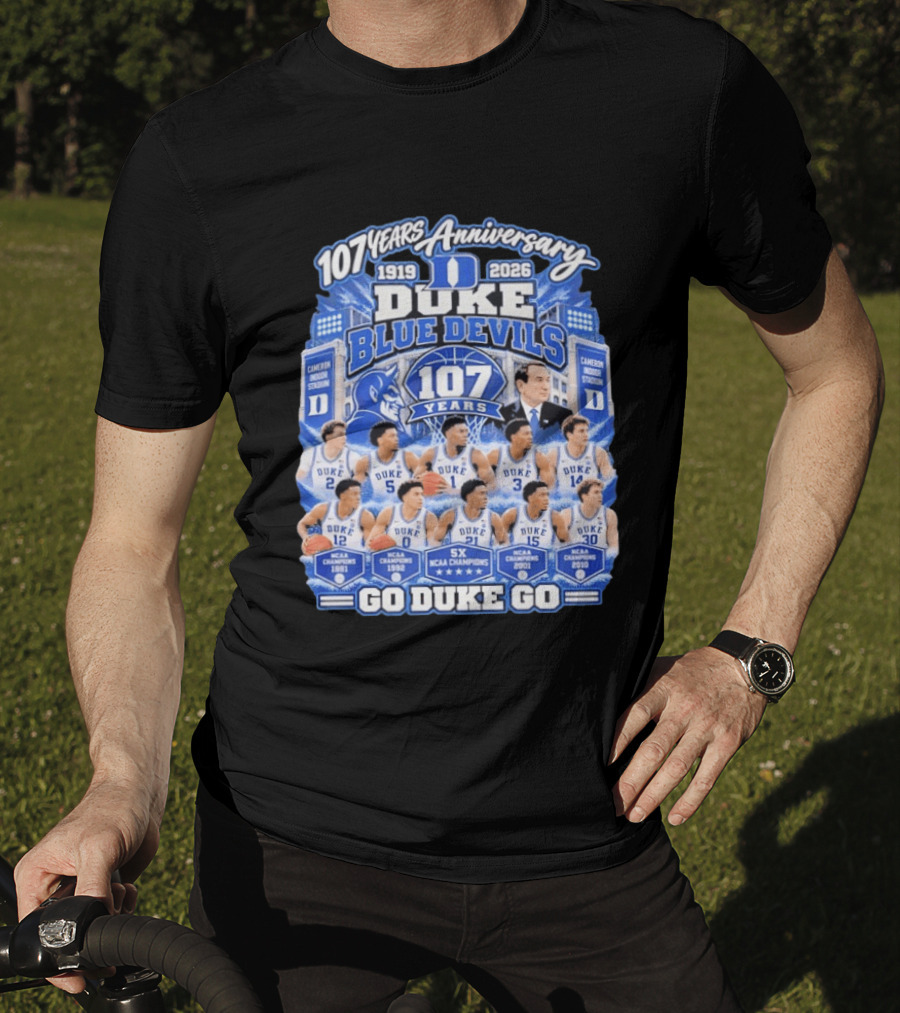107 Years Anniversary 1919 2026 Duke Blue Devils NCAA Champions 5X Go Duke Go T-Shirt