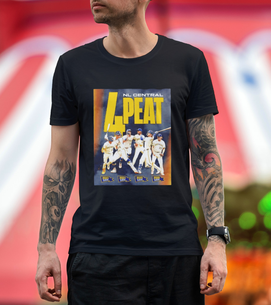 Milwaukee Brewers 4 Peat NL Central Champs 2023 2026 Players Edition T-Shirt