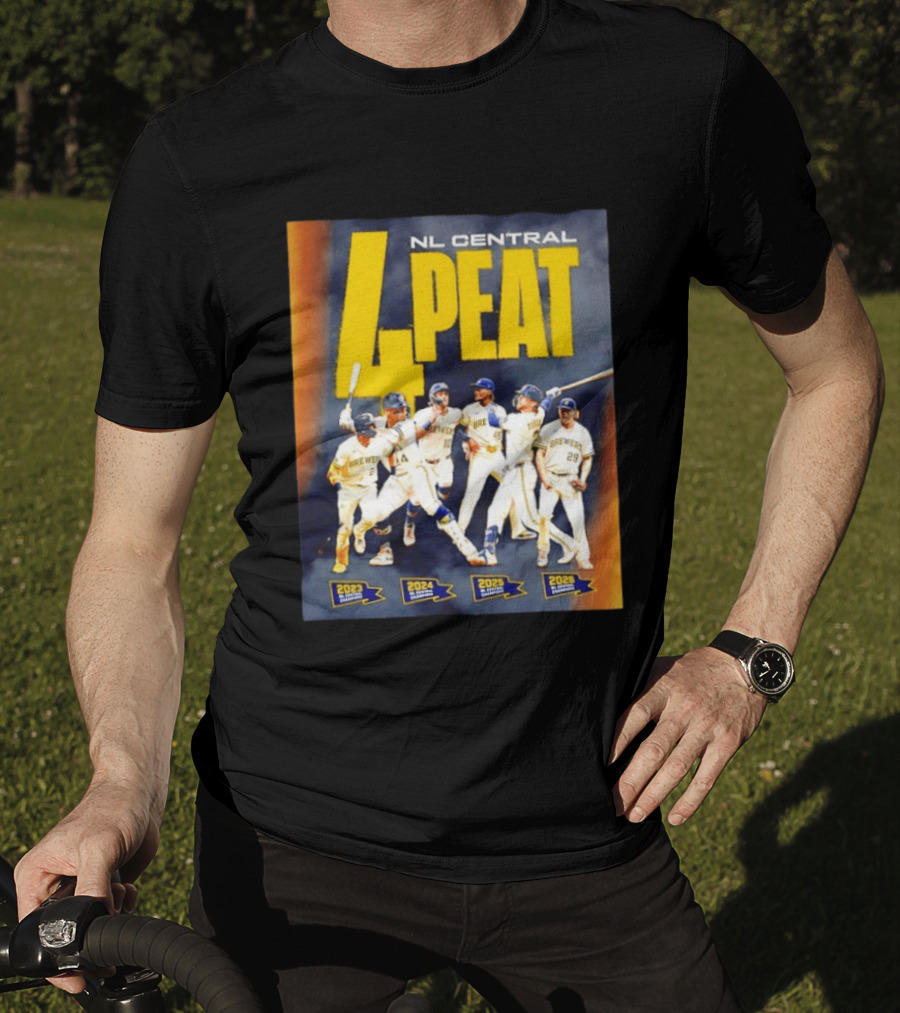 Milwaukee Brewers 4 Peat NL Central Champs 2023 2026 Players Edition T-Shirt
