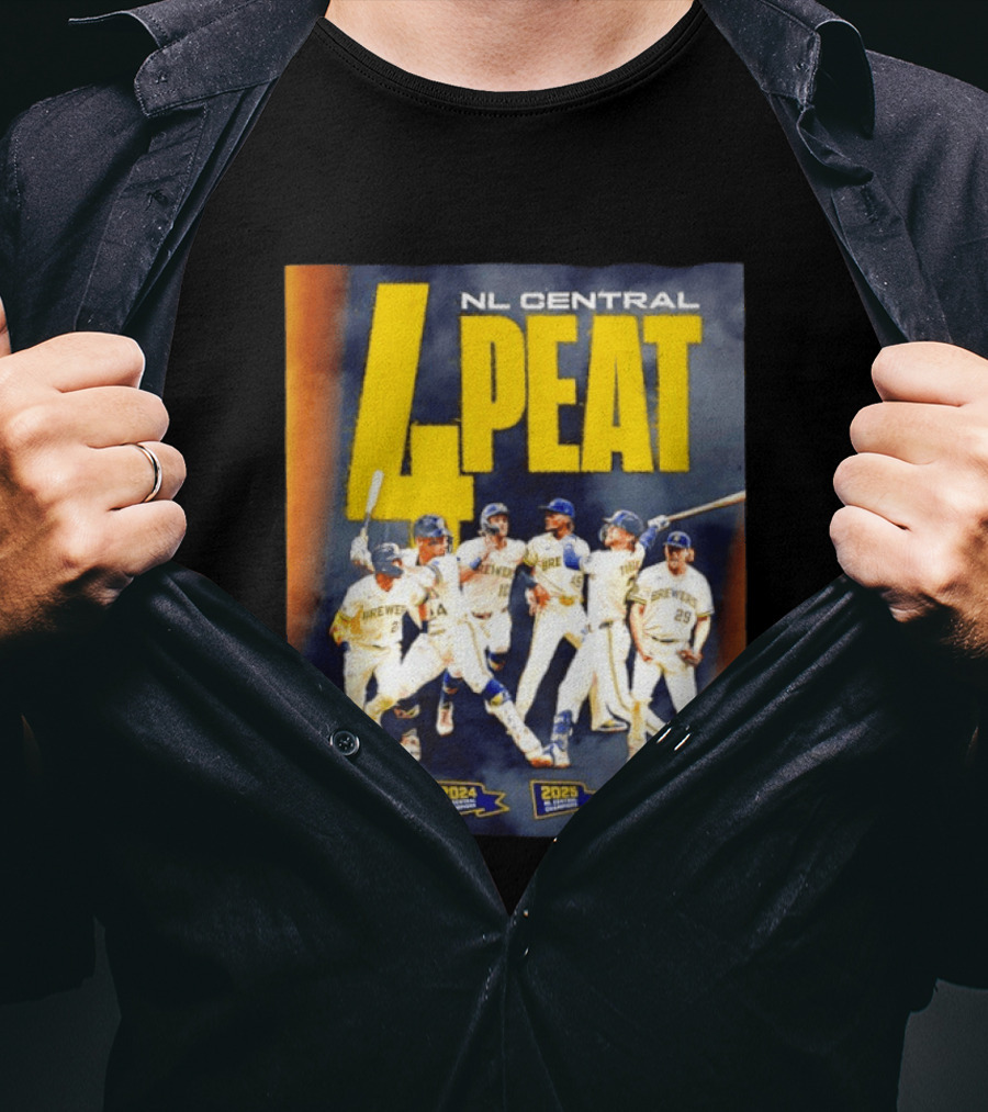 Milwaukee Brewers 4 Peat NL Central Champs 2023 2026 Players Edition T-Shirt