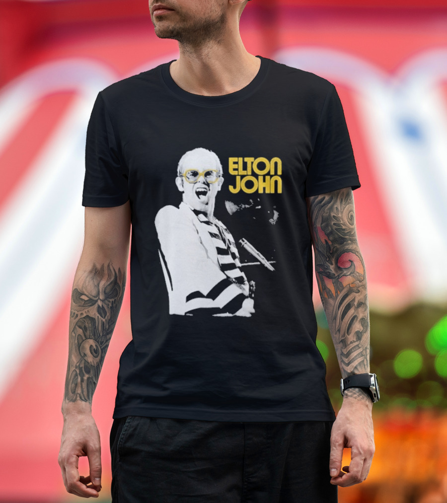 Elton John Classic Concert Series Iconic Glasses And Microphone T-Shirt