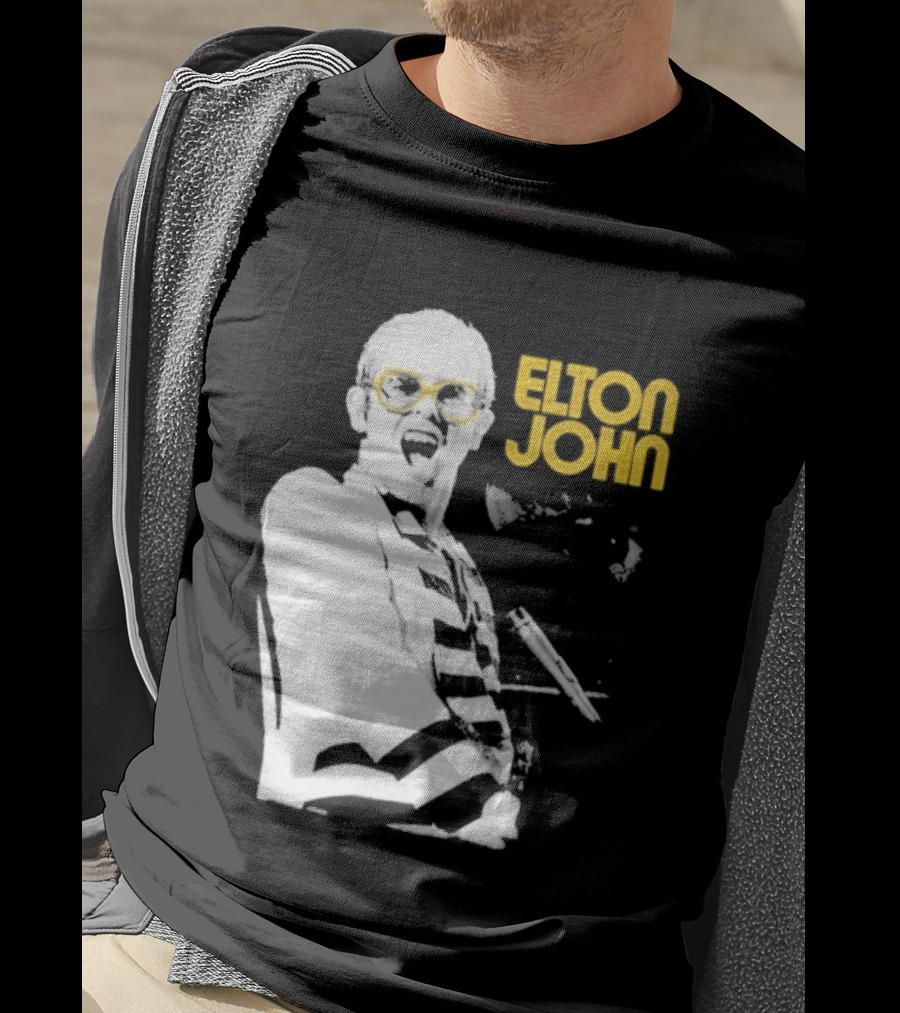 Elton John Classic Concert Series Iconic Glasses And Microphone T-Shirt